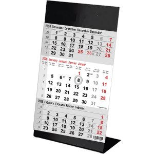 Desk calendar 3 months Color black 2026