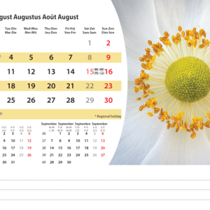 Desk calendar Flowers 2026 - August
