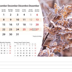 Desk calendar Flowers 2026 - December