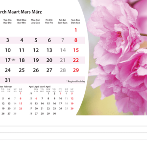 Desk calendar Flowers 2026 - March