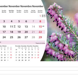 Desk calendar Flowers 2026 - November
