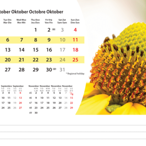 Desk calendar Flowers 2026 - October