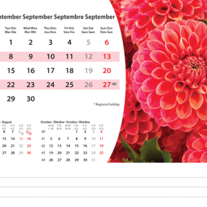 Desk calendar Flowers 2026 - September
