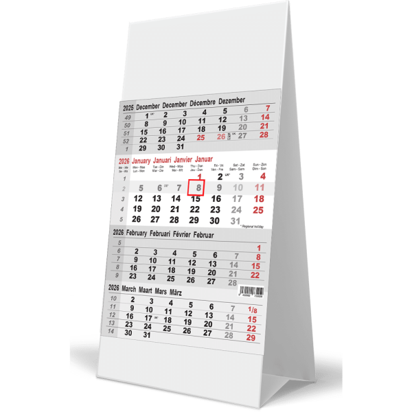 Desk calendar 4 months 2026
