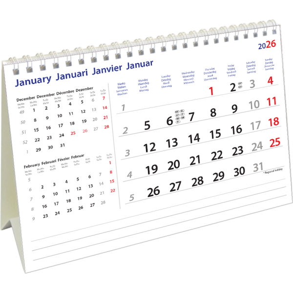 Desk calendar International 2026
