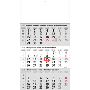 Shipping calendar 3 months Classic 2026