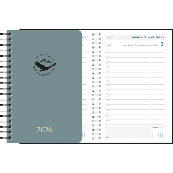 Diary 2026 Daily wire-o ash grey