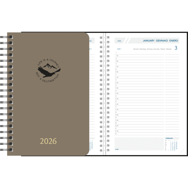 Diary 2026 Daily wire-o cork brown