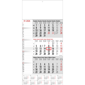 Shipping calendar 3 months Memo with yearly overview 2026