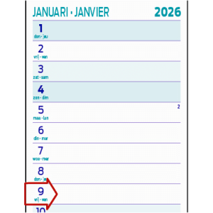 Slim line calendar Midi 2026 - Detail