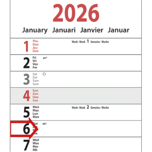 Slim line calendar XL 2026 - Detail