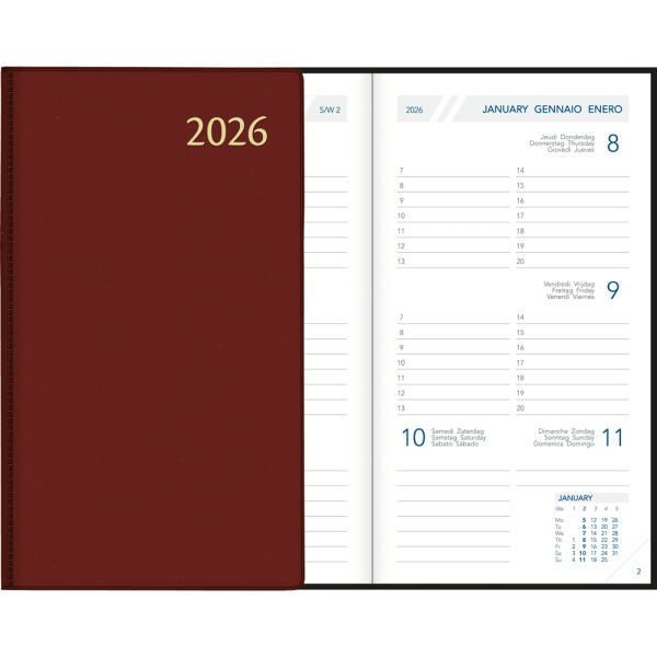Pocket diary Visuplan 2026 burgundy