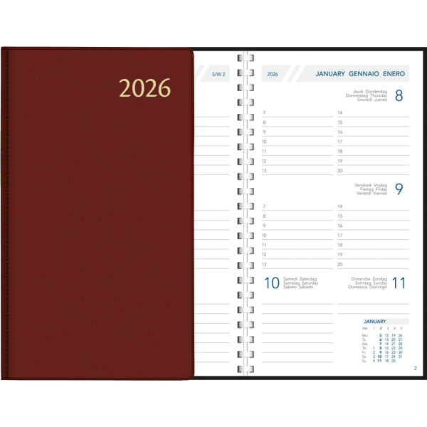 Pocket diary Visuplan 2026 perl burgundy